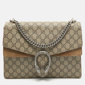 Beige GG Supreme Canvas and Suede Medium Dionysus Shoulder Bag