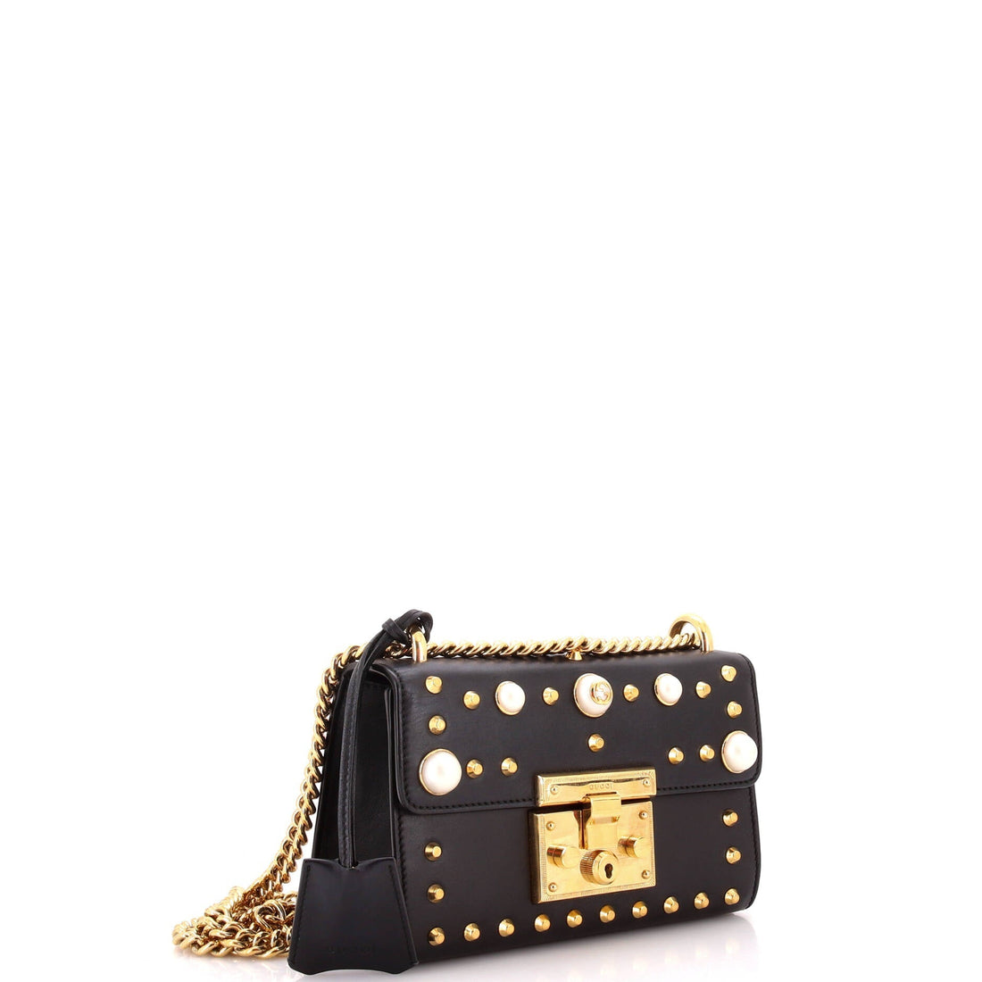 Pearly Padlock Shoulder Bag Studded Leather Small