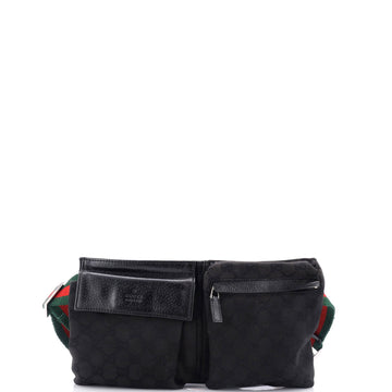GUCCI Vintage Double Belt Bag GG Canvas