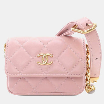 Quilted Lambskin Card Holder On Chain