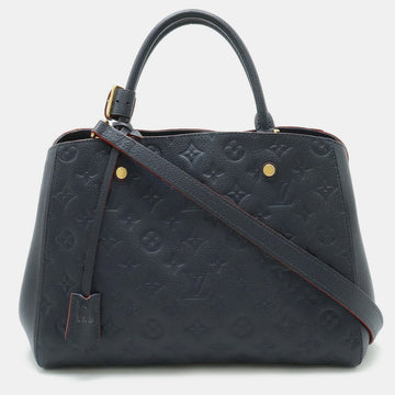 Navy Blue Monogram Empreinte Montaigne BB Top Handle Bag