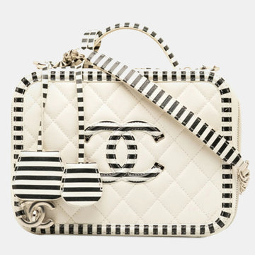 Vanity White Medium CC Filigree Vanity Case Shoulder Bag