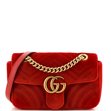 GUCCI GG Marmont Flap Bag Matelasse Velvet Mini