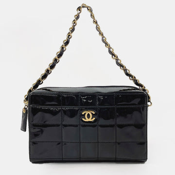 Black Quilted Patent Medium Chocolate Bar CC Camera Bag