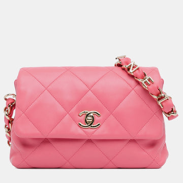 CC Quilted Lambskin Logo Chain Flap Bag