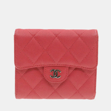 Pink Caviar Leather flap Wallet