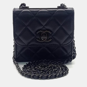 Black Leather Mini Trendy CC Crossbody Bag