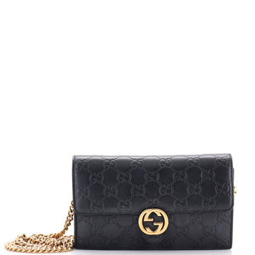 GUCCI Icon Wallet on Chain Guccissima Leather
