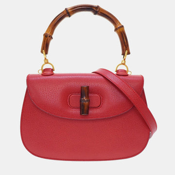 Red Leather Bamboo 1947 Top Handle Bag