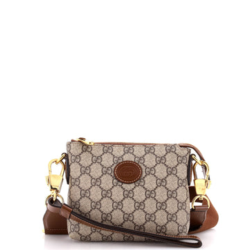 GUCCI Interlocking G Patch Wristlet Messenger Bag GG Coated Canvas Mini