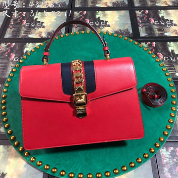 Gucci VS Sylvie Leather Medium Top Handle Bag