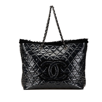 Large Quilted Tweed and PVC Funny Tote Bag
