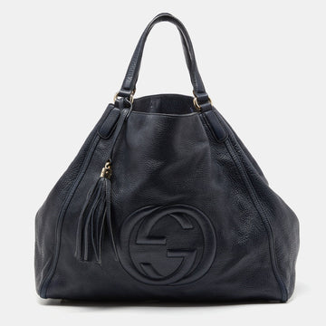 Blue Leather Large Soho Shopper Tote