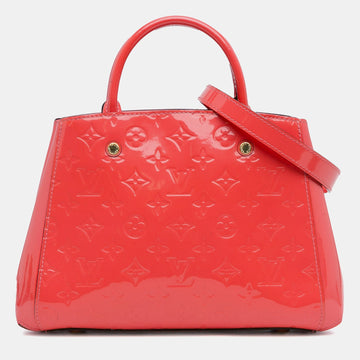 Red Monogram Vernis Leather Montaigne BB Top Handle Bag