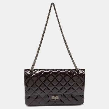 Prune Quilted Patent Leather Classic 2.55 Reissue 226 Double Flap Bag