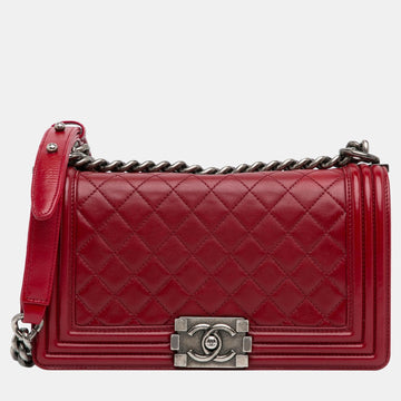 Red Medium Lambskin Boy Flap