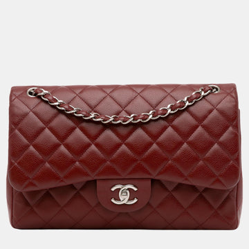 Red Jumbo Classic Caviar Double Flap