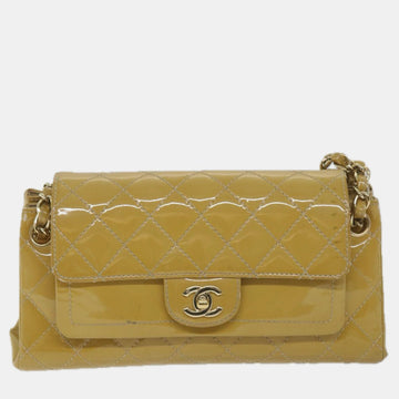 Yellow Patent Leather Matelasse shoulder Bag