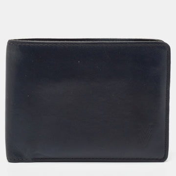 Navy Blue Leather Bifold Wallet