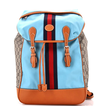 Interlocking G Patch Flap Buckle Backpack Nylon and VS Coated Canvas