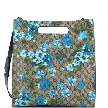 Cut Out Handle Convertible Tote Blooms Print VS Coated Canvas and Leather