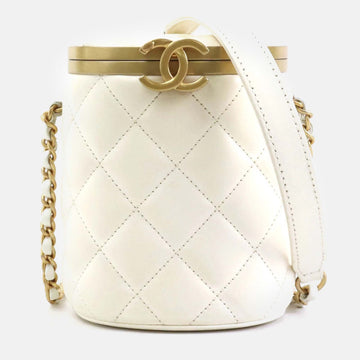 Off-White Gold Leather Matelasse Shoulder Bag
