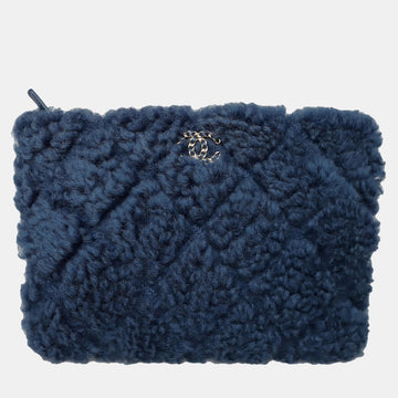 Blue Shearling 19 Cosmetic Case Bag