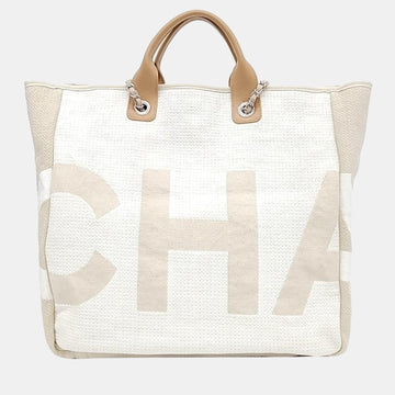 Beige Fabric Deauville Tote Bag