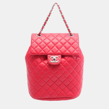Red Lambskin Matelasse Rucksack Backpack