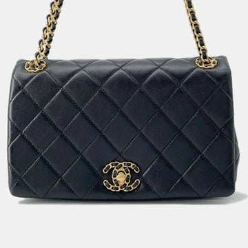Black Leather On and On Flap Shoulder Bag