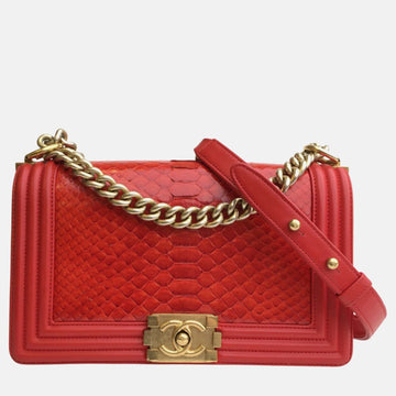 Red Patent Leather Medium Boy Shoulder Bag