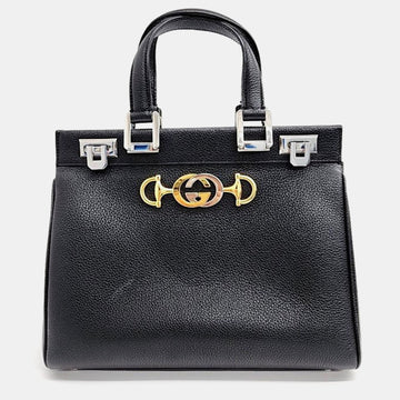 Black Leather Zumi Top Handle Small Bag