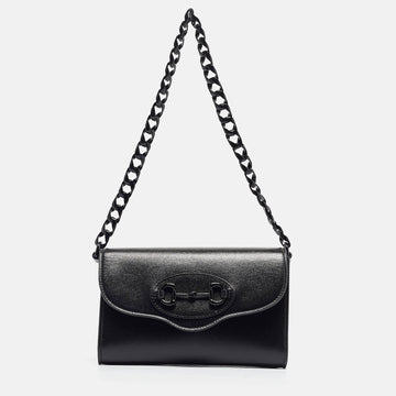 Black Leather Mini Monochrome Horsebit 1955 Shoulder Bag