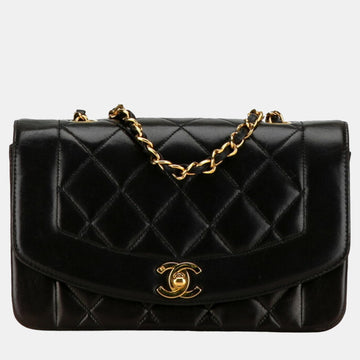 Black Leather Vintage Diana Shoulder Bag
