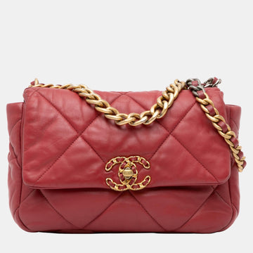 Red Medium Lambskin 19 Flap