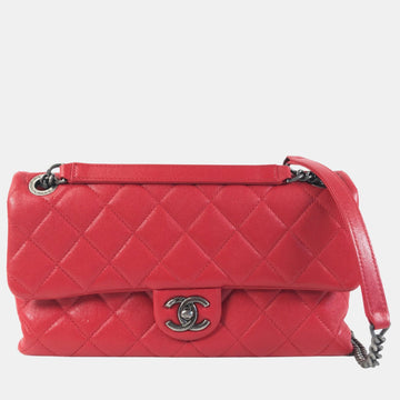 Red CC Quilted Lambskin Single Flap Bag