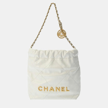 White Shiny Calfskin 22 Chain Shoulder Bag