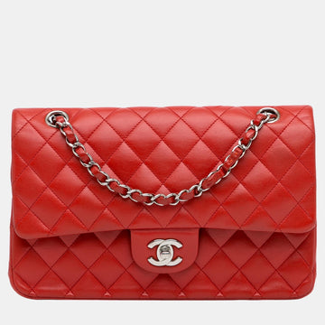 Red Medium Classic Lambskin Double Flap
