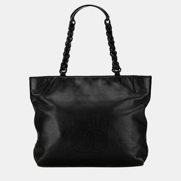 Black CC Lambskin Chain Tote