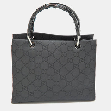Black GG Nylon Bamboo Tote