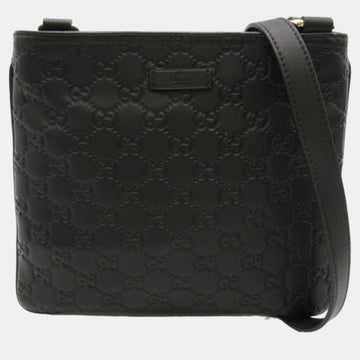 Brown Leather Guccissima Flat Messenger Bag