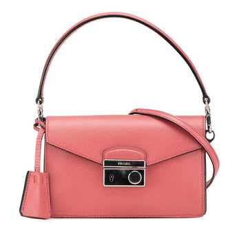 Prada Saffiano 2way Handbag Pink Leather