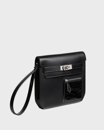 Kelly Depeches 25 pouch Niloticus Crocodile Noir