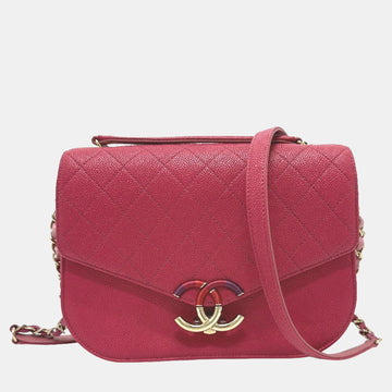 Pink Medium Calfskin Cuba Flap Shoulder Bag