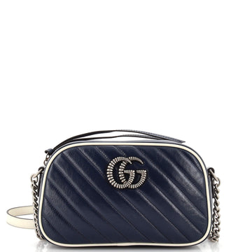 GUCCI GG Marmont Shoulder Bag Diagonal Quilted Leather Small