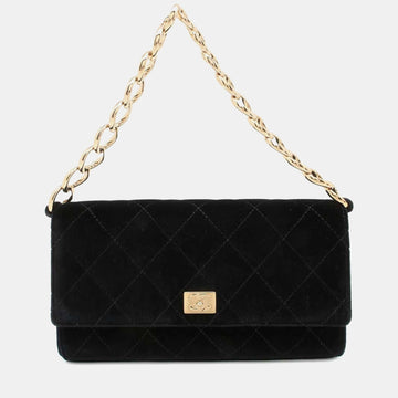 Black Velour Chain Bag