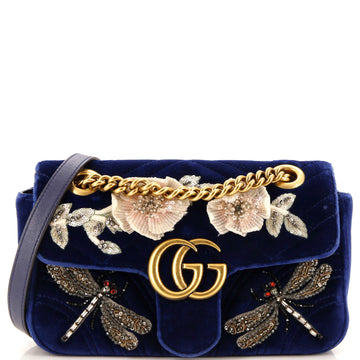 VS Marmont Flap Bag Embellished Matelasse Velvet Mini