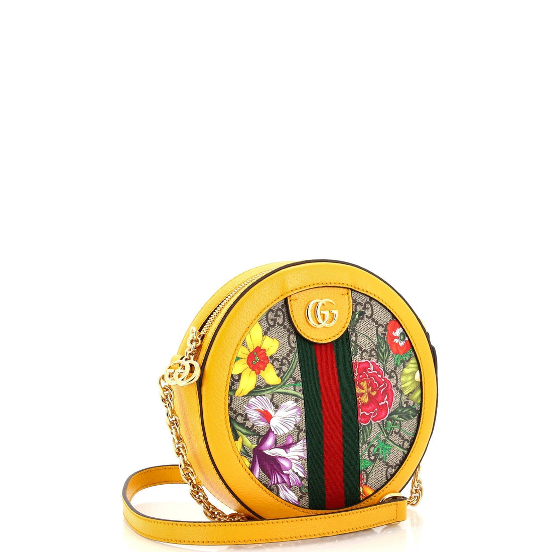 Ophidia Round Shoulder Bag Flora VS Coated Canvas Mini