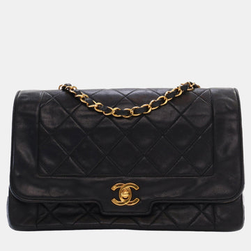 Black Medium Lambskin Diana Flap
