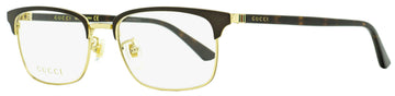 Gucci Men's Rectangular Eyeglasses VS0131O 002 Gold/Brown/Havana 53mm